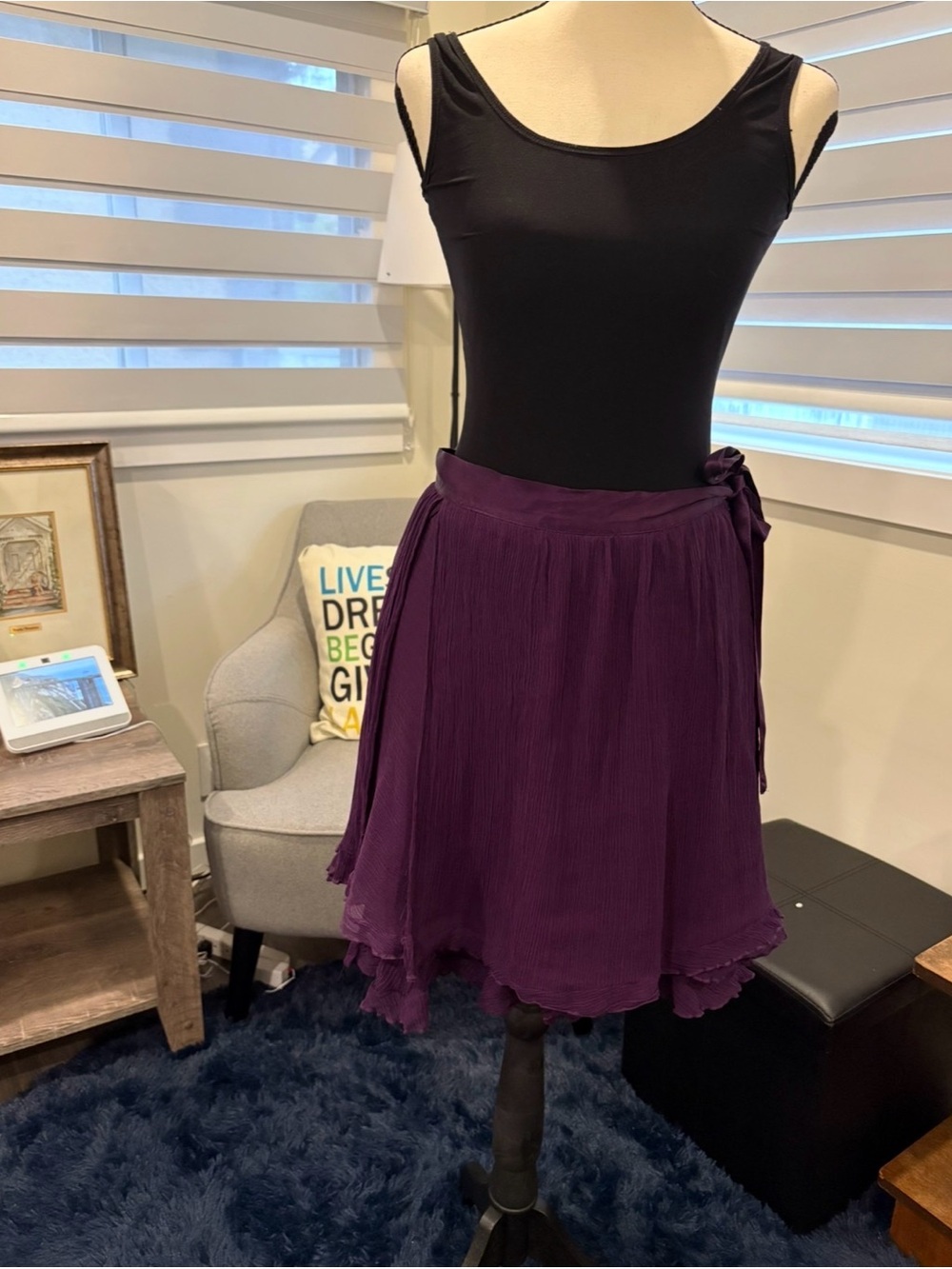 Vintage Jacob Plum Purple Pleated Wrap Skirt - Size 3/4